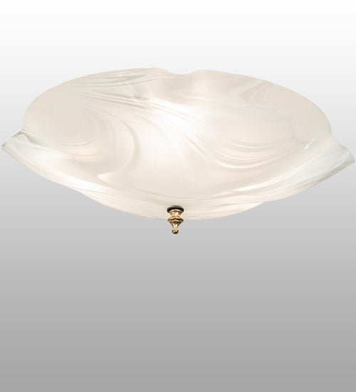 Meyda Lighting Atelier 16" 3-Light Polished Brass Organic Art Flush Mount Light With White Shade Glass