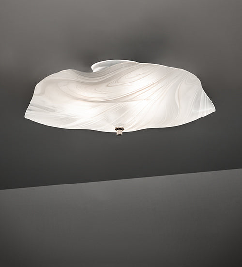 Meyda Lighting Atelier 16" 3-Light White Swirl Glass Organic Flush Mount Light With White Blanco Swirl Shade Glass