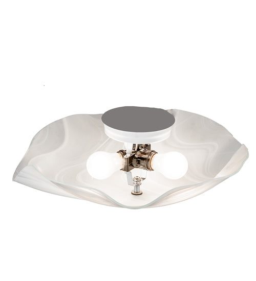 Meyda Lighting Atelier 16" 3-Light White Swirl Glass Organic Flush Mount Light With White Blanco Swirl Shade Glass