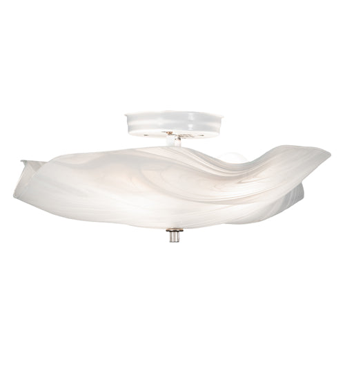 Meyda Lighting Atelier 16" 3-Light White Swirl Glass Organic Flush Mount Light With White Blanco Swirl Shade Glass