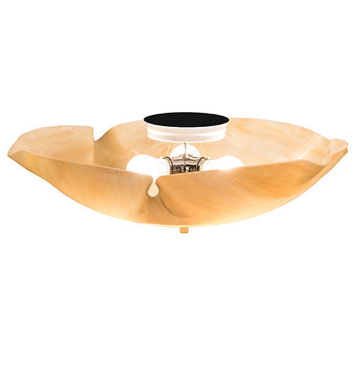 Meyda Lighting Atelier Art 20" 3-Light White Flush Mount Light With Beige Iridescent Shade Glass