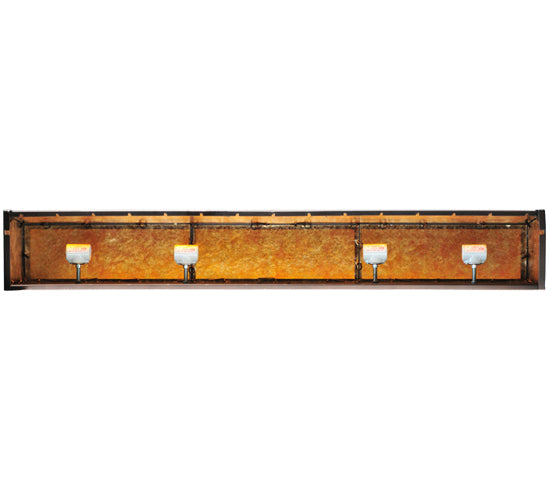 Meyda Lighting Athabasca 48" 8-Light Mahogany Bronze Vanity Light With Amber Mica Shade Glass