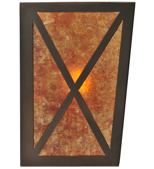 Meyda Lighting Athabasca 48" 8-Light Mahogany Bronze Vanity Light With Amber Mica Shade Glass