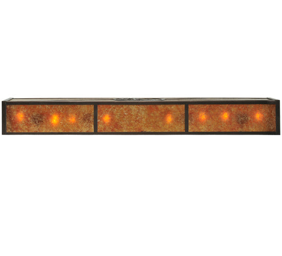 Meyda Lighting Athabasca 48" 8-Light Mahogany Bronze Vanity Light With Amber Mica Shade Glass