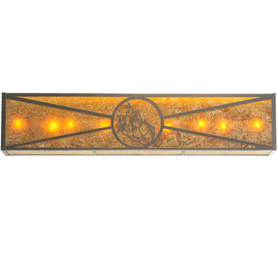 Meyda Lighting Athabasca 48" 8-Light Mahogany Bronze Vanity Light With Amber Mica Shade Glass