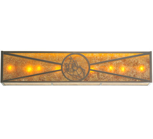 Meyda Lighting Athabasca 48" 8-Light Mahogany Bronze Vanity Light With Amber Mica Shade Glass