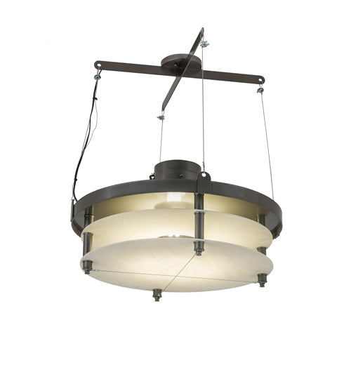 Meyda Lighting Atlantis 24" 2-Light Bronze Metallic Pendant Light With Creme Carrara Idalight Shade