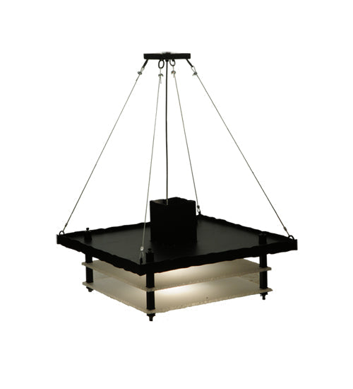 Meyda Lighting Atlantis 42 2-Light Blackwash Pendant Light With Contrail Mist Idalight Shade