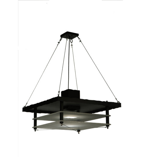 Meyda Lighting Atlantis 42 2-Light Blackwash Pendant Light With Contrail Mist Idalight Shade