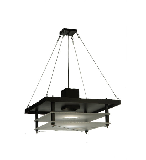 Meyda Lighting Atlantis 42 2-Light Blackwash Pendant Light With Contrail Mist Idalight Shade