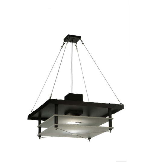 Meyda Lighting Atlantis 42 2-Light Blackwash Pendant Light With Contrail Mist Idalight Shade