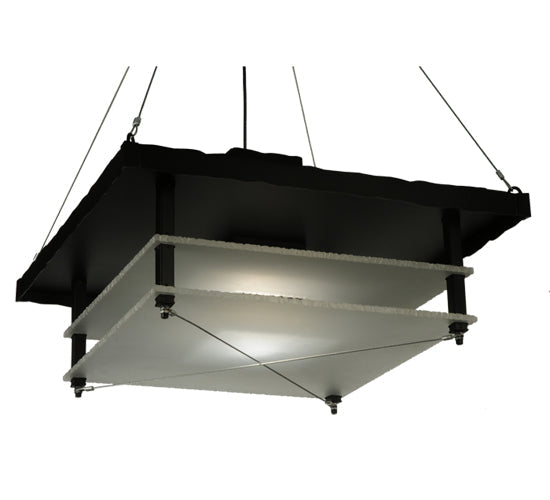 Meyda Lighting Atlantis 42 2-Light Blackwash Pendant Light With Contrail Mist Idalight Shade