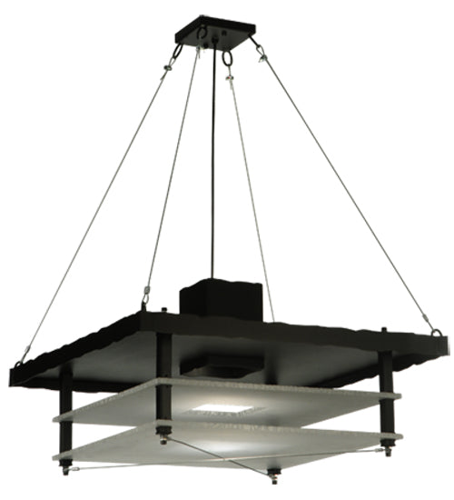 Meyda Lighting Atlantis 42 2-Light Blackwash Pendant Light With Contrail Mist Idalight Shade