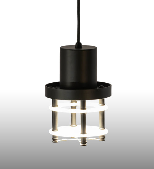Meyda Lighting Atlantis 6" Blackwash Mini Pendant Light With Contrail Mist Idalight Shade