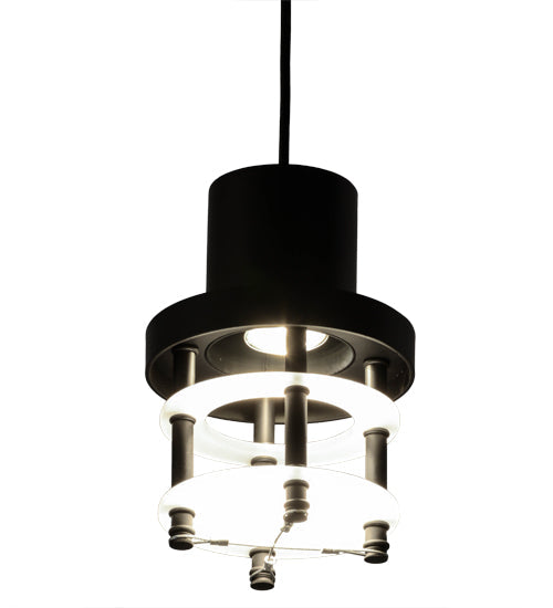 Meyda Lighting Atlantis 6" Blackwash Mini Pendant Light With Contrail Mist Idalight Shade