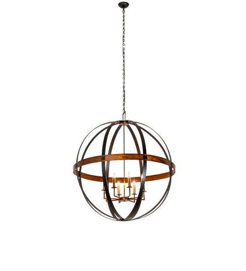 Meyda Lighting Atlas 42" 8-Light Blackwash & Copper Pendant Light