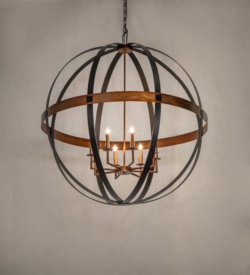 Meyda Lighting Atlas 42" 8-Light Blackwash & Copper Pendant Light