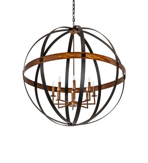 Meyda Lighting Atlas 42" 8-Light Blackwash & Copper Pendant Light