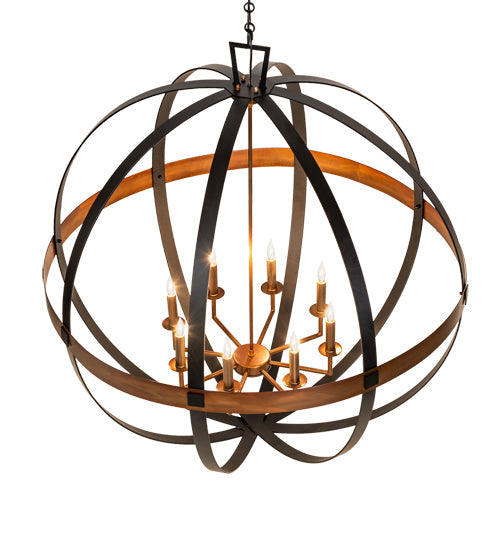 Meyda Lighting Atlas 42" 8-Light Blackwash & Copper Pendant Light