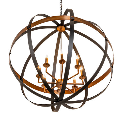 Meyda Lighting Atlas 42" 8-Light Blackwash & Copper Pendant Light