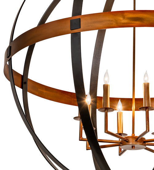 Meyda Lighting Atlas 42" 8-Light Blackwash & Copper Pendant Light
