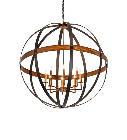 Meyda Lighting Atlas 42" 8-Light Blackwash & Copper Pendant Light