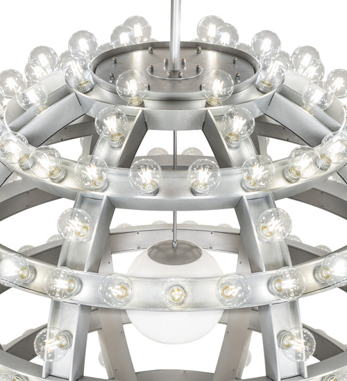 Meyda Lighting Atlas 60" 277-Light Sparkle Silver Alva Chandelier With White Statuario Idalight Shade