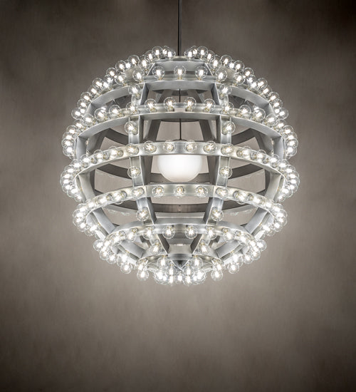 Meyda Lighting Atlas 60" 277-Light Sparkle Silver Alva Chandelier With White Statuario Idalight Shade