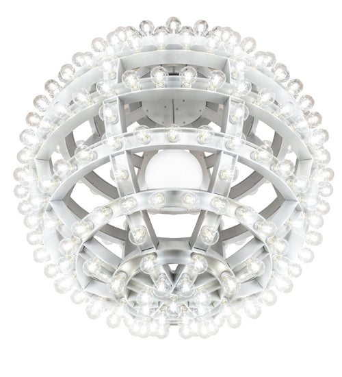 Meyda Lighting Atlas 60" 277-Light Sparkle Silver Alva Chandelier With White Statuario Idalight Shade