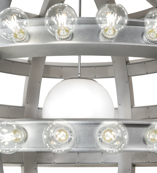 Meyda Lighting Atlas 60" 277-Light Sparkle Silver Alva Chandelier With White Statuario Idalight Shade