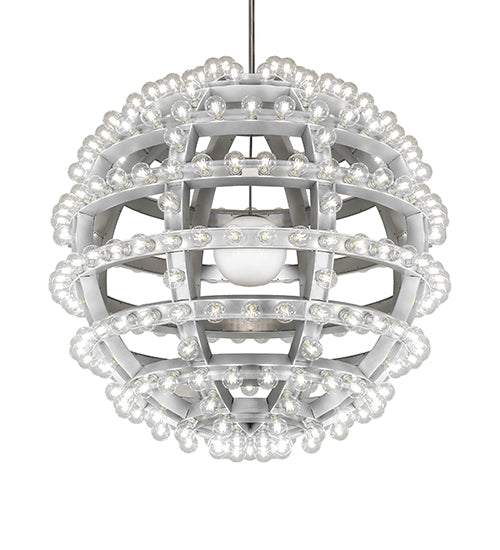 Meyda Lighting Atlas 60" 277-Light Sparkle Silver Alva Chandelier With White Statuario Idalight Shade