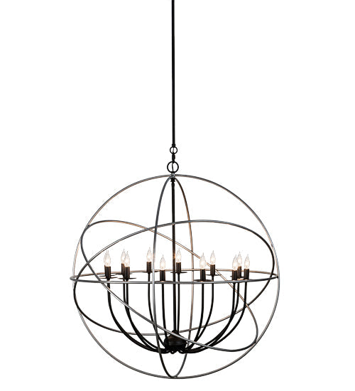Meyda Lighting Atom Enerjisi 36" 12-Light Nickel And Solar Black Chandelier