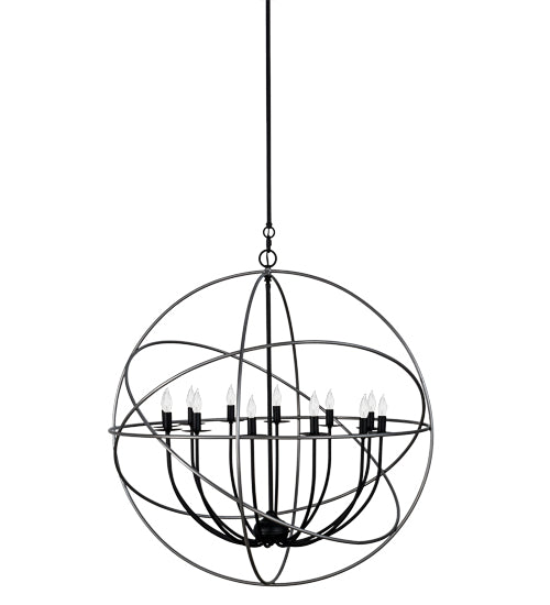 Meyda Lighting Atom Enerjisi 36" 12-Light Nickel And Solar Black Chandelier