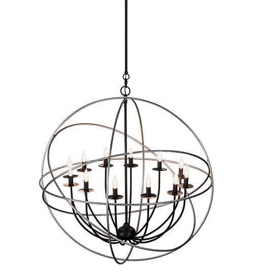 Meyda Lighting Atom Enerjisi 36" 12-Light Nickel And Solar Black Chandelier