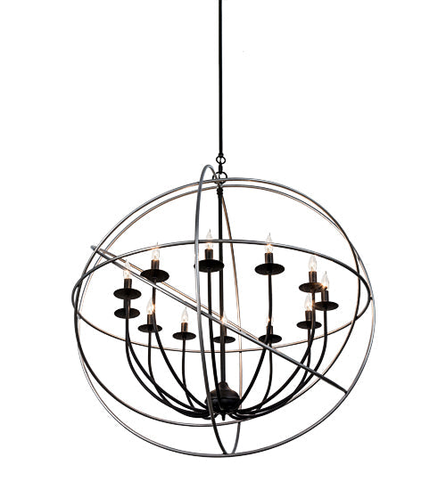 Meyda Lighting Atom Enerjisi 36" 12-Light Nickel And Solar Black Chandelier