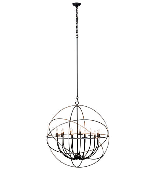 Meyda Lighting Atom Enerjisi 36" 12-Light Nickel And Solar Black Chandelier