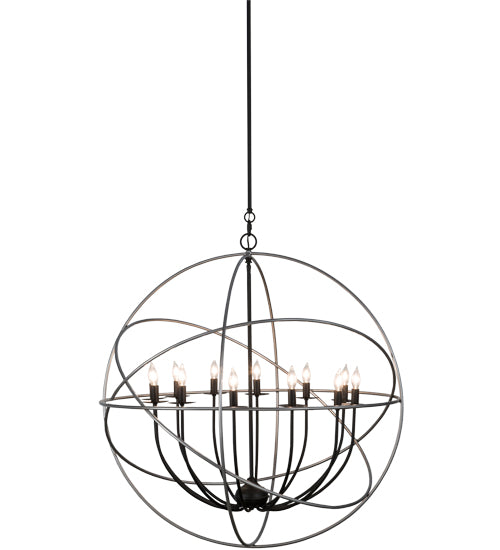 Meyda Lighting Atom Enerjisi 36" 12-Light Nickel And Solar Black Chandelier