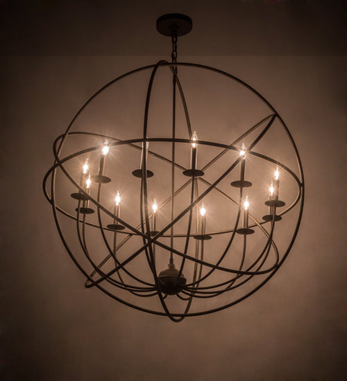 Meyda Lighting Atom Enerjisi 42" 12-Light Oil Rubbed Bronze Chandelier With Faux Candlelight