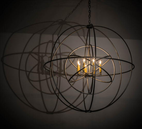 Meyda Lighting Atom Enerjisi 43" 8-Light Nickel Chandelier With Amber Faux Candlelight