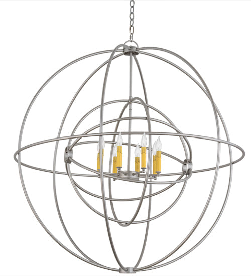 Meyda Lighting Atom Enerjisi 43" 8-Light Nickel Chandelier With Amber Faux Candlelight
