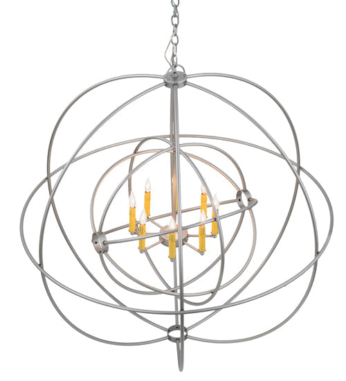 Meyda Lighting Atom Enerjisi 43" 8-Light Nickel Chandelier With Amber Faux Candlelight