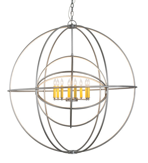 Meyda Lighting Atom Enerjisi 43" 8-Light Nickel Chandelier With Amber Faux Candlelight