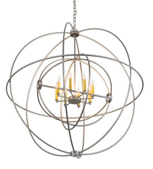Meyda Lighting Atom Enerjisi 43" 8-Light Nickel Chandelier With Amber Faux Candlelight