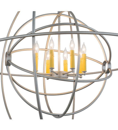Meyda Lighting Atom Enerjisi 43" 8-Light Nickel Chandelier With Amber Faux Candlelight