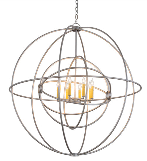 Meyda Lighting Atom Enerjisi 43" 8-Light Nickel Chandelier With Amber Faux Candlelight