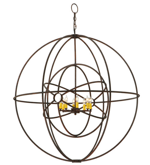Meyda Lighting Atom Enerjisi 43" 8-Light Rusty Nail Chandelier With Amber Faux Candlelight