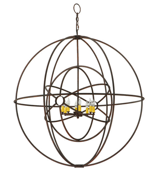 Meyda Lighting Atom Enerjisi 43" 8-Light Rusty Nail Chandelier With Amber Faux Candlelight