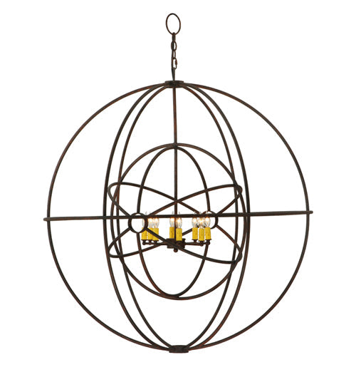 Meyda Lighting Atom Enerjisi 43" 8-Light Rusty Nail Chandelier With Amber Faux Candlelight