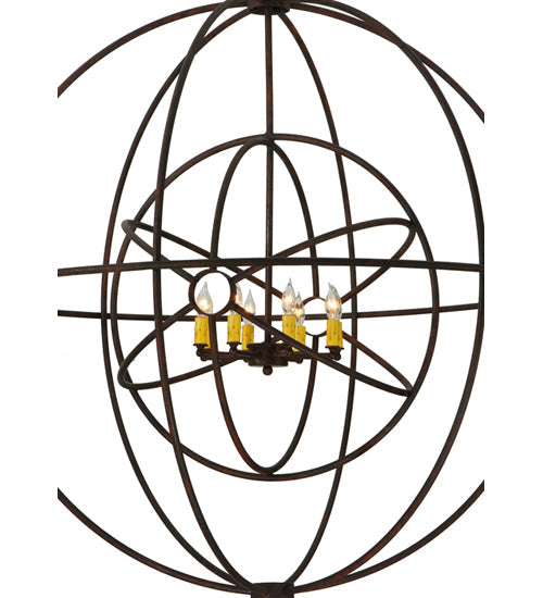 Meyda Lighting Atom Enerjisi 43" 8-Light Rusty Nail Chandelier With Amber Faux Candlelight