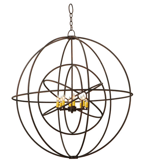 Meyda Lighting Atom Enerjisi 43" 8-Light Rusty Nail Chandelier With Amber Faux Candlelight